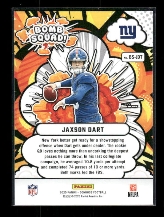 Jaxson Dart - 2025 Donruss Football - Bomb Squad - Rookie