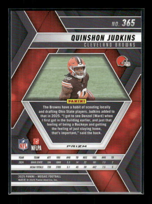 Quinshon Judkins - 2025 Mosaic Football - Purple Scope - Rookie