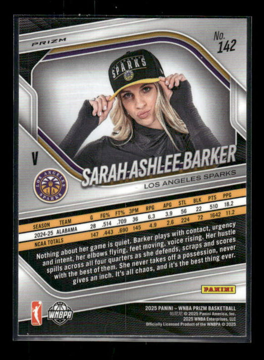 Sarah Ashlee Barker - 2025 Prizm WNBA - Silver Prizm - Rookie Variation