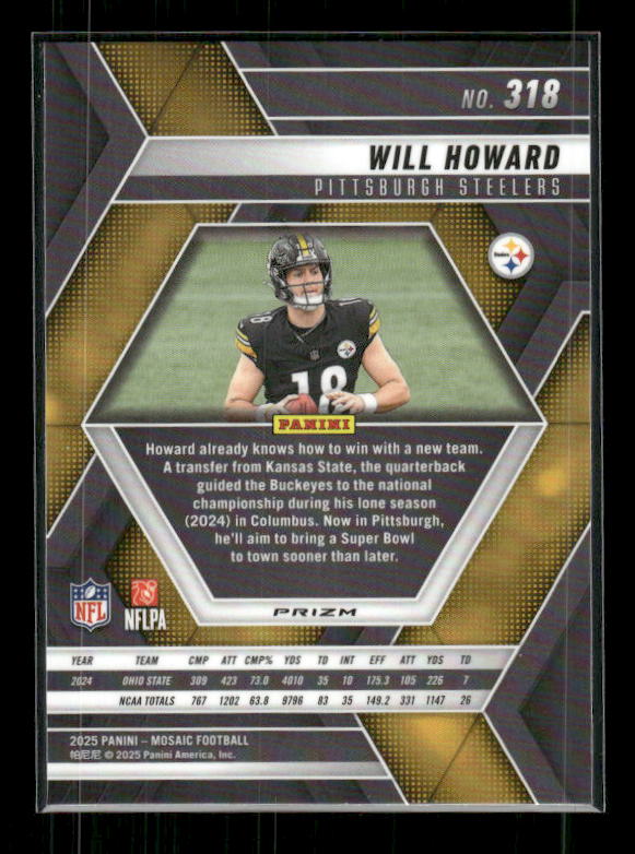 Will Howard - 2025 Mosaic Football - Silver Prizm - Rookie