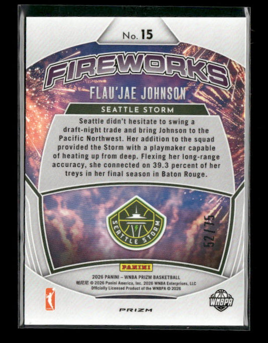 Flau'Jae Johnson - 2026 Prizm WNBA - Orange Fireworks /75 - Rookie