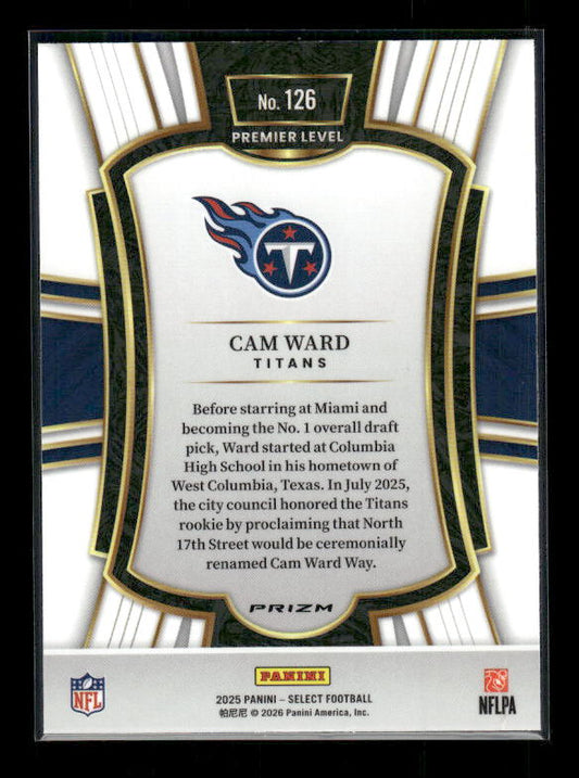 Cam Ward - 2025 Select Football - Premier Pink Shock - Rookie