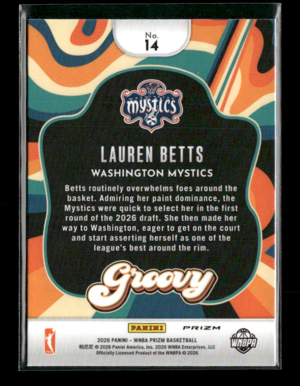 Lauren Betts - 2026 Prizm WNBA - Silver Groovy - Rookie
