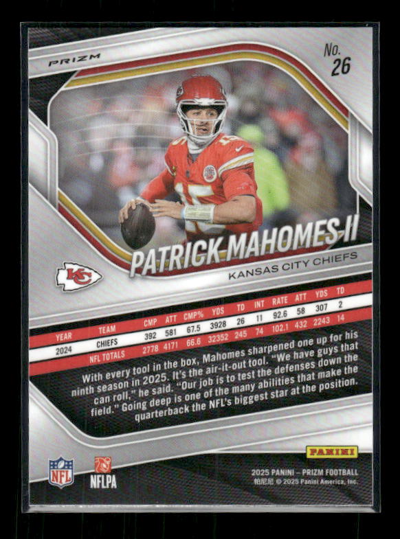 Patrick Mahomes II - 2025 Prizm Football - Silver Prizm