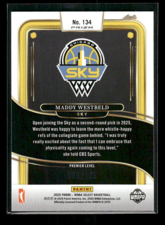 Maddy Westbeld - 2025 Select WNBA - Premier Orange Prizm /125 - Rookie