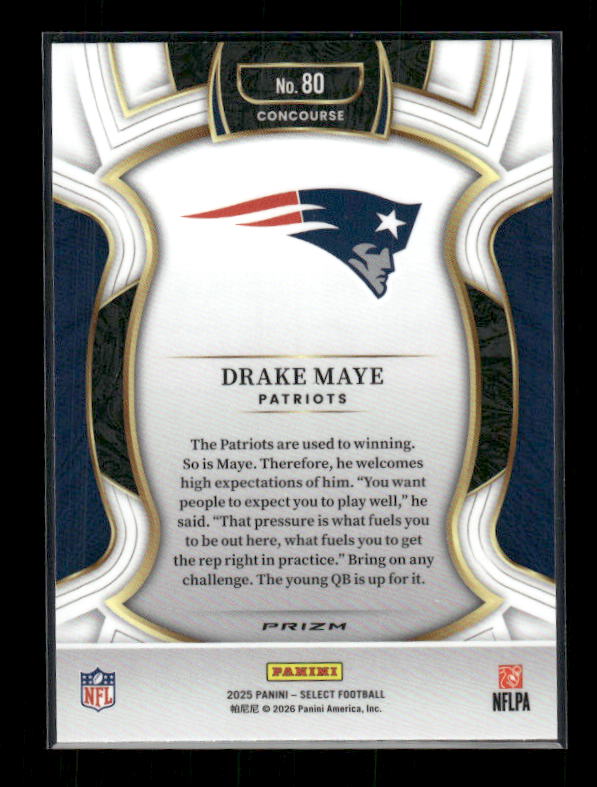 Drake Maye - 2025 Select Football - Red & Blue Shock