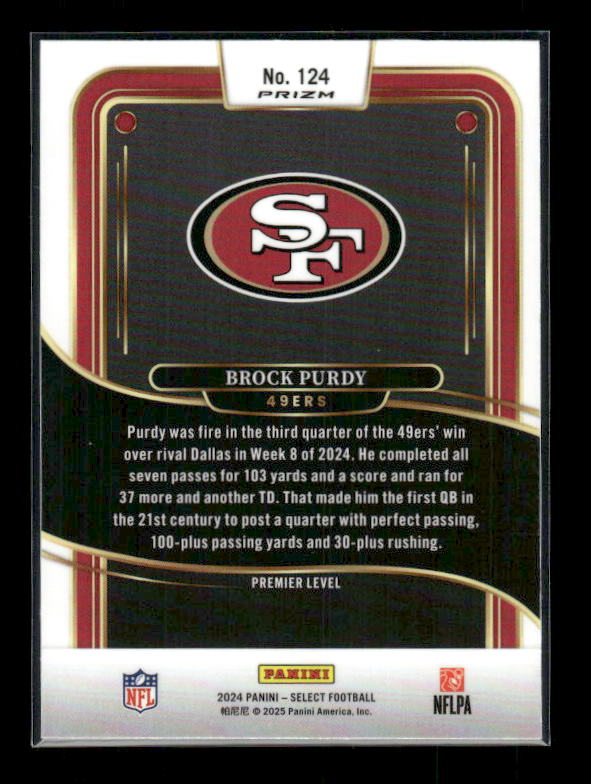 Brock Purdy - 2024 Select Football - Red & Black Shock - Premier Level