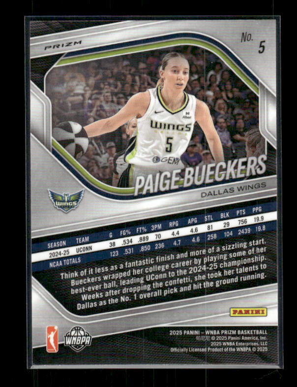 Paige Bueckers - 2025 Prizm WNBA - Blue Velocity - Rookie