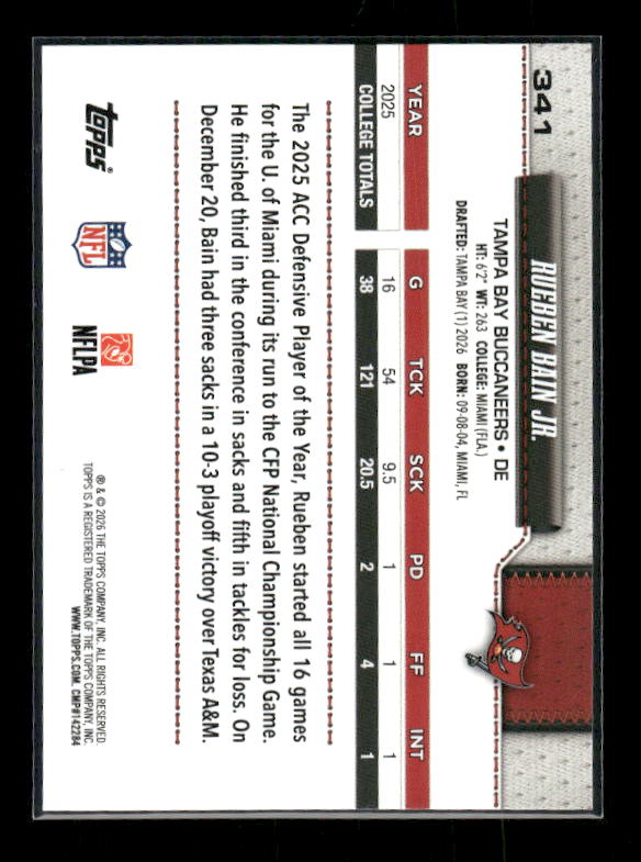 Rueben Bain Jr. - 2026 Flagship Football - Football Leather - Rookie