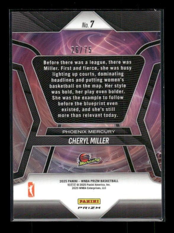 Cheryl Miller - 2025 Prizm WNBA - Pioneers Pink Pulsar /75