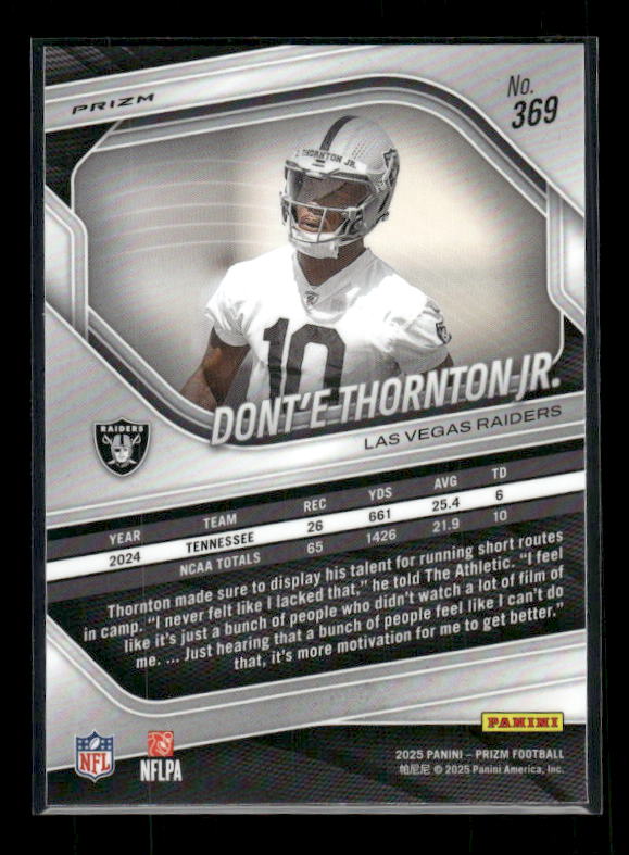 Dont'e Thornton Jr. - 2025 Prizm Football - White Disco - Rookie
