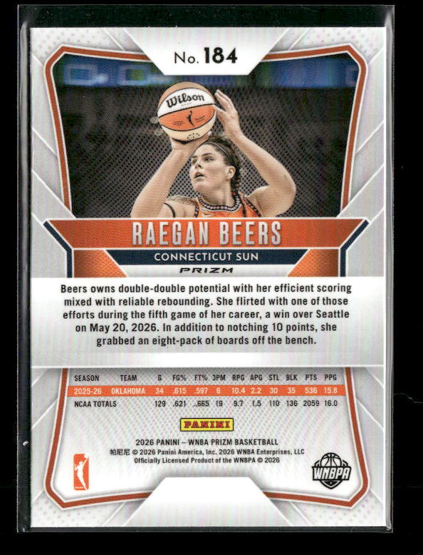Raegan Beers - 2026 Prizm WNBA - Hyper Prizm - Rookie