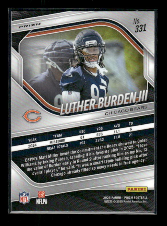 Luther Burden III - 2025 Prizm Football - Lazer Prizm - Rookie