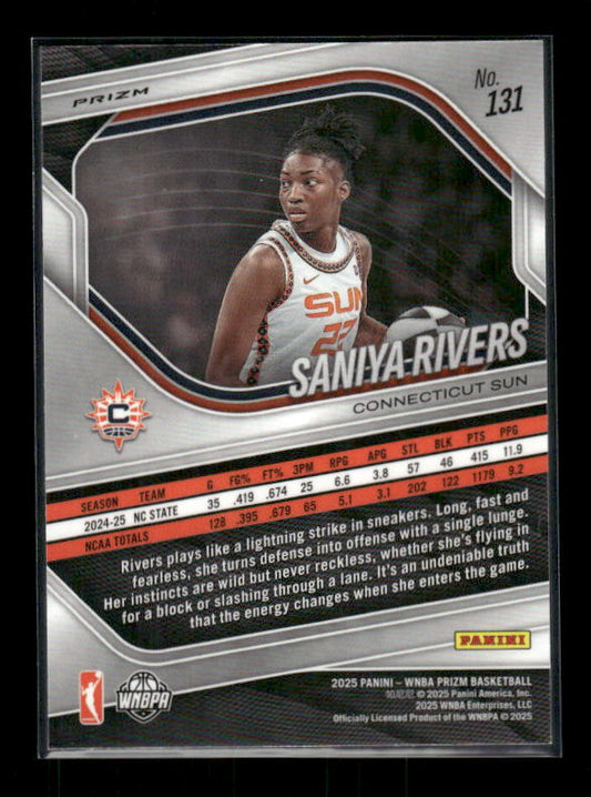 Saniya Rivers - 2025 Prizm WNBA - Ice Prizm - Rookie