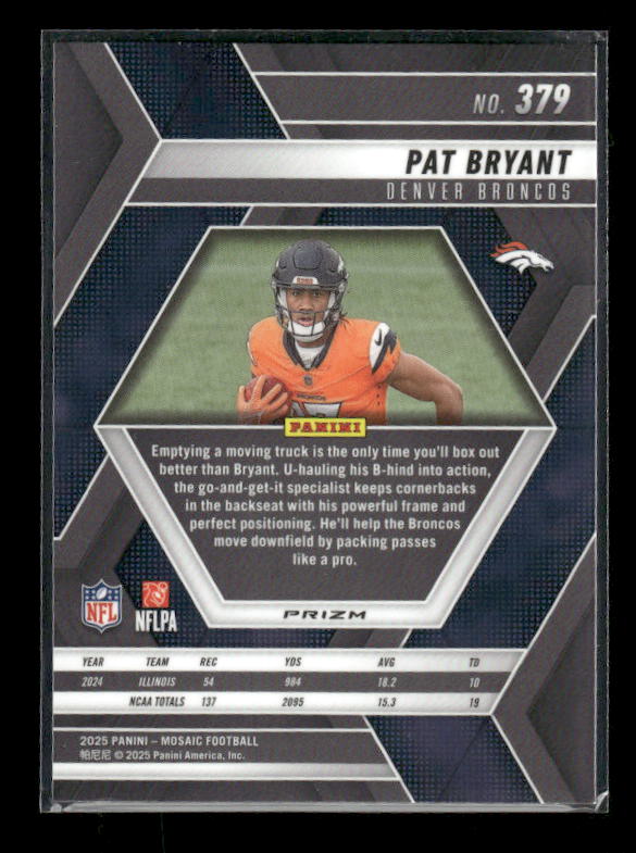 Pat Bryant - 2025 Mosaic Football - Red White Stripe - Rookie