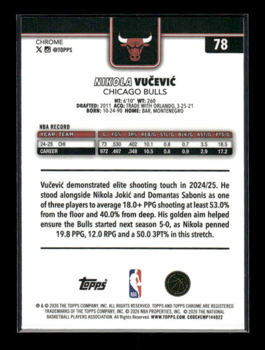 Nikola Vucevic - 2025-26 Topps Chrome Update Basketball - Red White & Blue Refractor