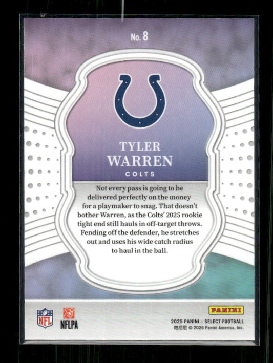Tyler Warren - 2025 Select Football - Select Certified - Rookie