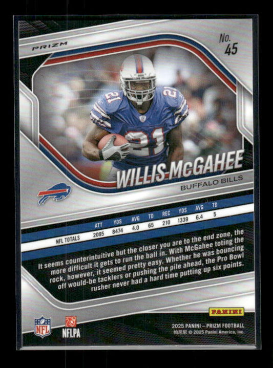 Willis McGahee - 2025 Prizm Football - White Disco