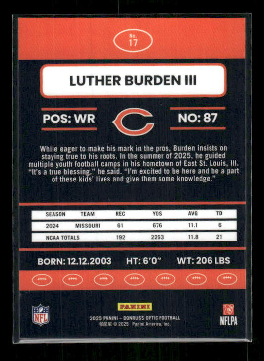 Luther Burden III - 2025 Optic Football - Retro - Rookie