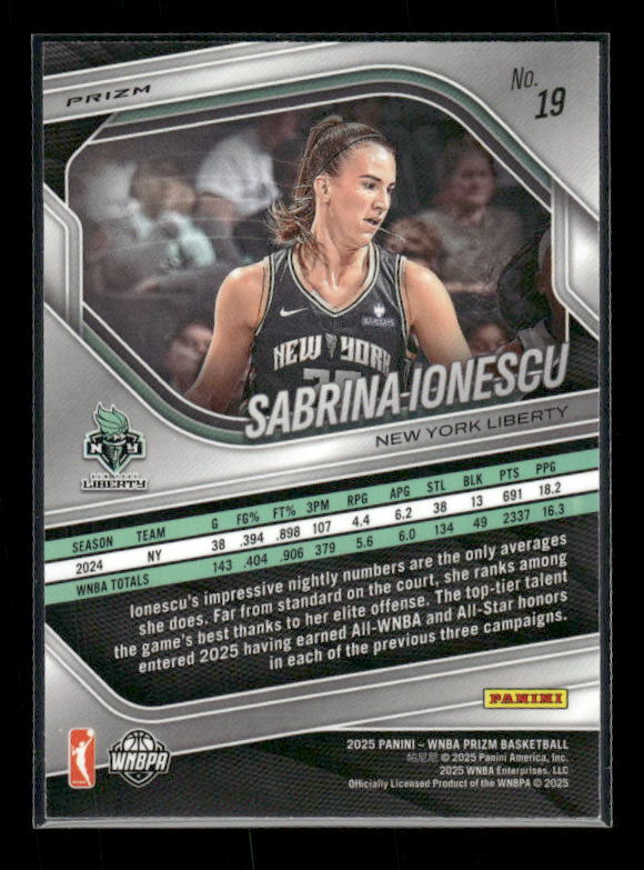 Sabrina Ionescu - 2025 Prizm WNBA - WNBA Logo