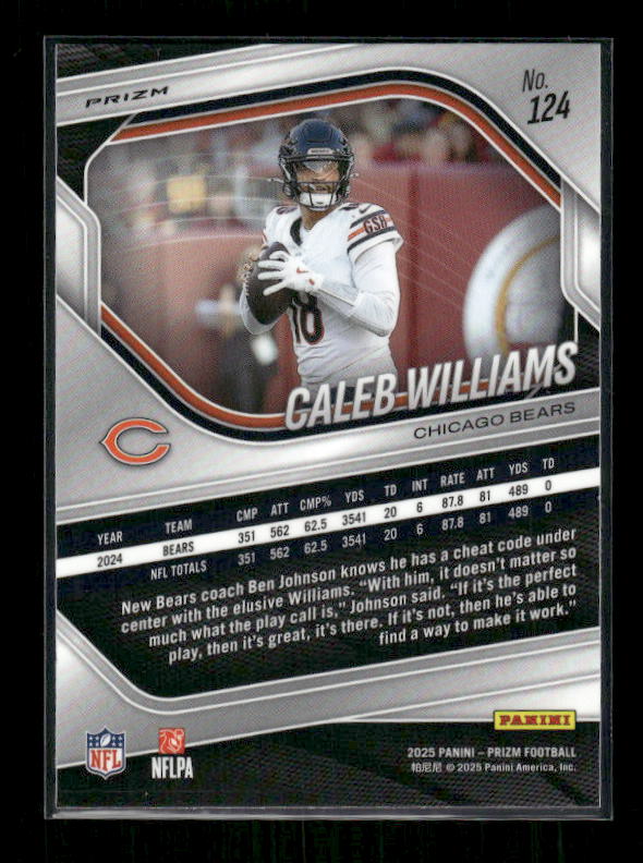 Caleb Williams - 2025 Prizm Football - White Disco
