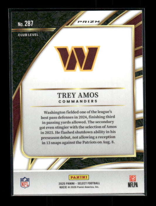 Trey Amos - 2025 Select Football - Club Pink Shock - Rookie