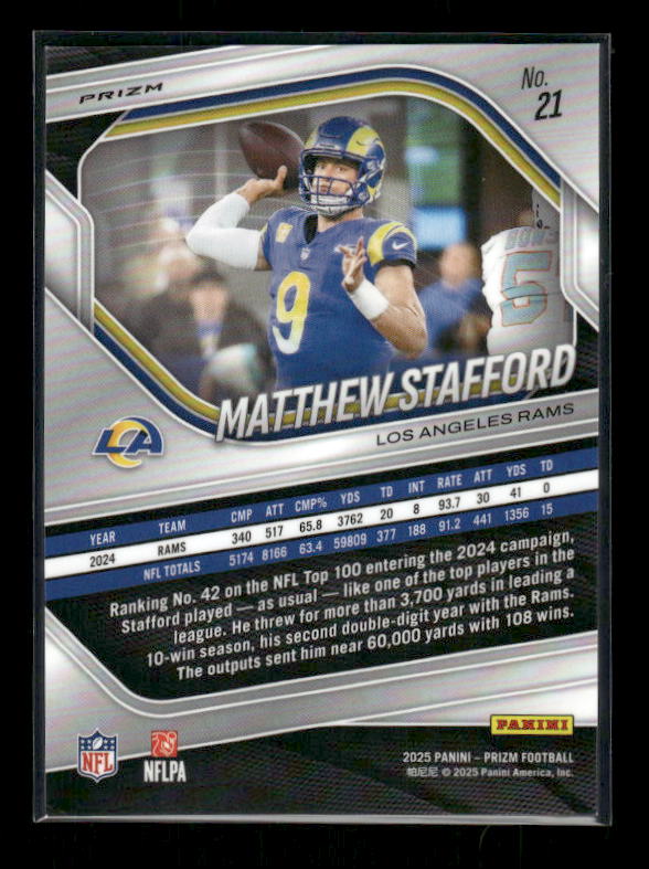 Matthew Stafford - 2025 Prizm Football - Pink Wave