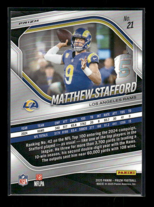 Matthew Stafford - 2025 Prizm Football - Pink Wave