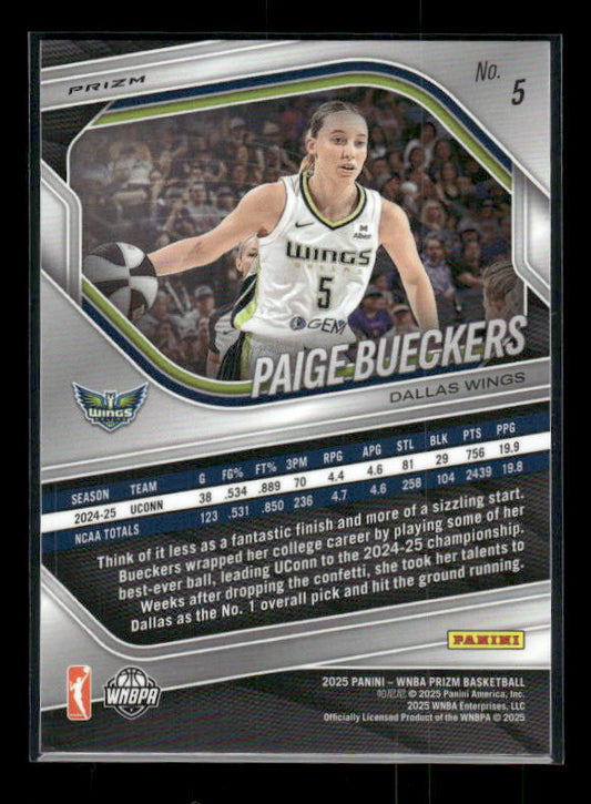 Paige Bueckers - 2025 Prizm WNBA - White Seismic - Rookie