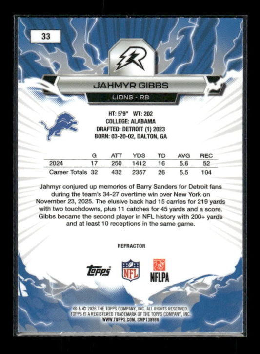 Jahmyr Gibbs - 2025 Resurgence Football - Refractor
