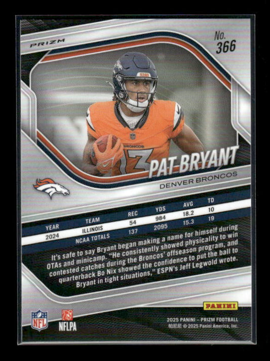 Pat Bryant - 2025 Prizm Football - White Disco - Rookie