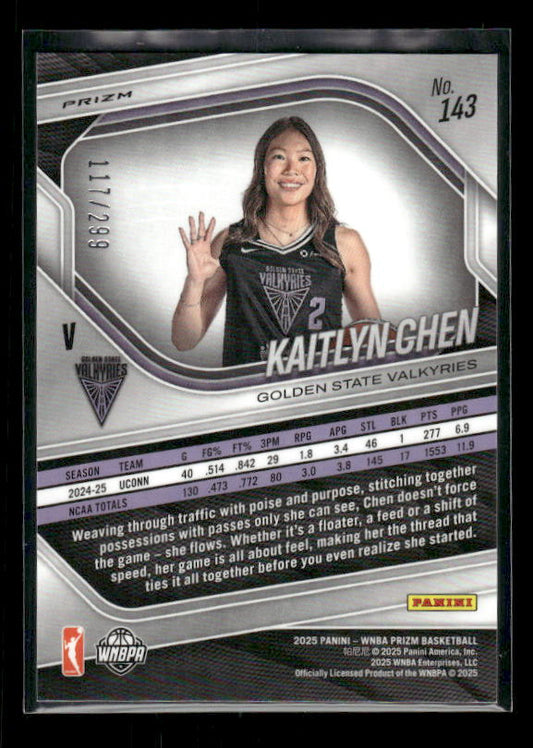 Kaitlyn Chen - 2025 Prizm WNBA - Red Pulsar /299 - Rookie Variation