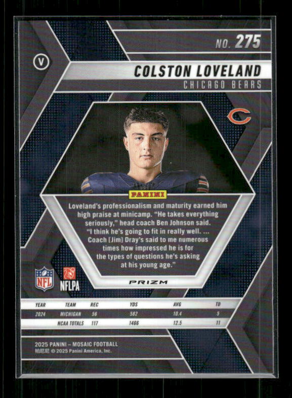 Colston Loveland - 2025 Mosaic Football - Purple Scope - Rookie Variation