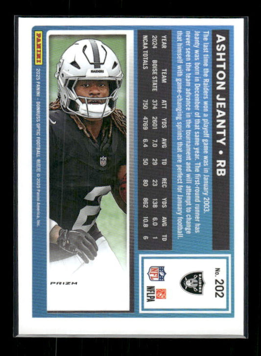 Ashton Jeanty - 2025 Optic Football - Holo Prizm - Rated Rookie