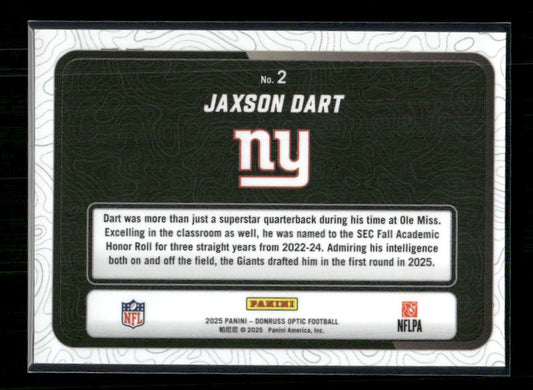 Jaxson Dart - 2025 Optic Football - Passing Grade - Rookie