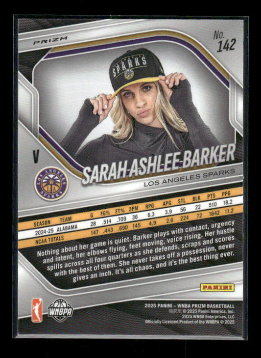 Sarah Ashlee Barker - 2025 Prizm WNBA - White Seismic - Rookie Variation
