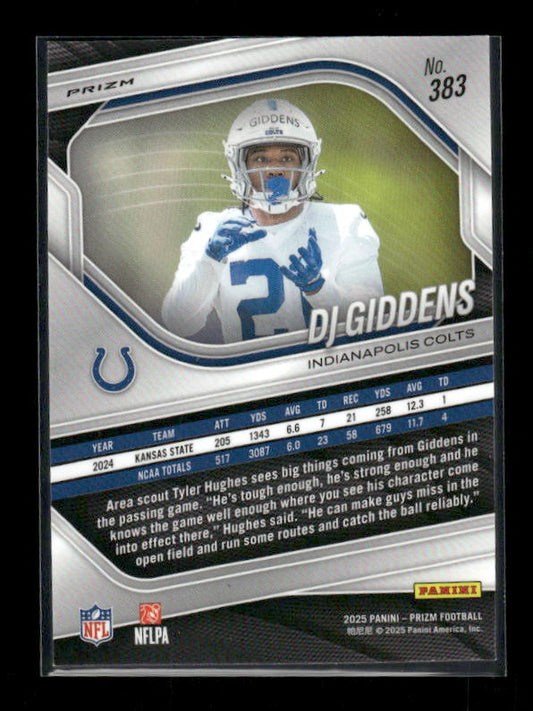 DJ Giddens - 2025 Prizm Football - Pink Wave - Rookie