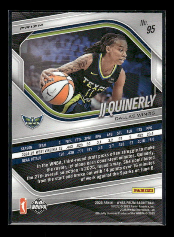 JJ Quinerly - 2025 Prizm WNBA - Blue Velocity - Rookie