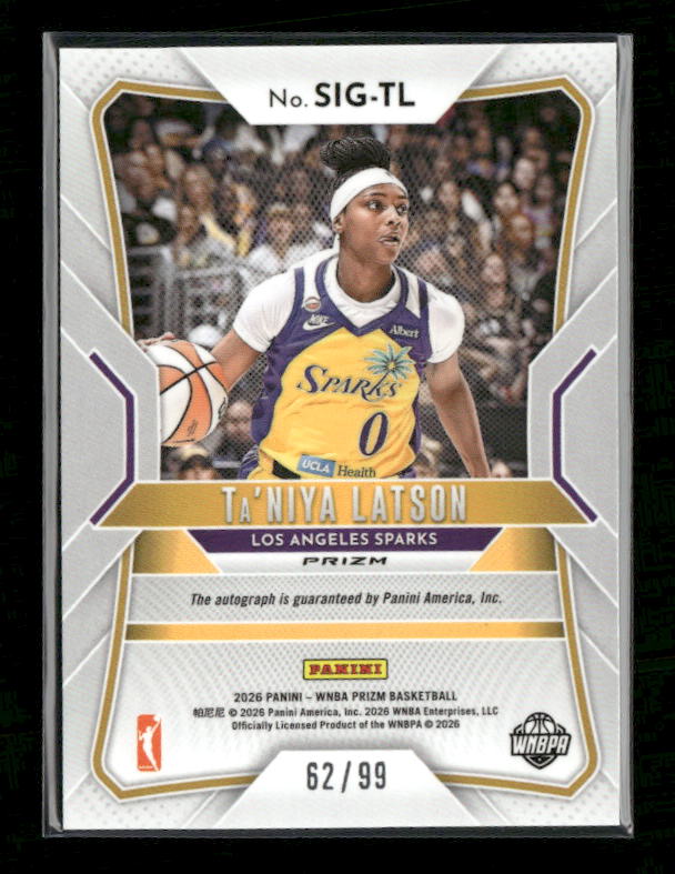 Ta'Niya Latson - 2026 Prizm WNBA - Signatures Red Prizm /99 Auto - Rookie