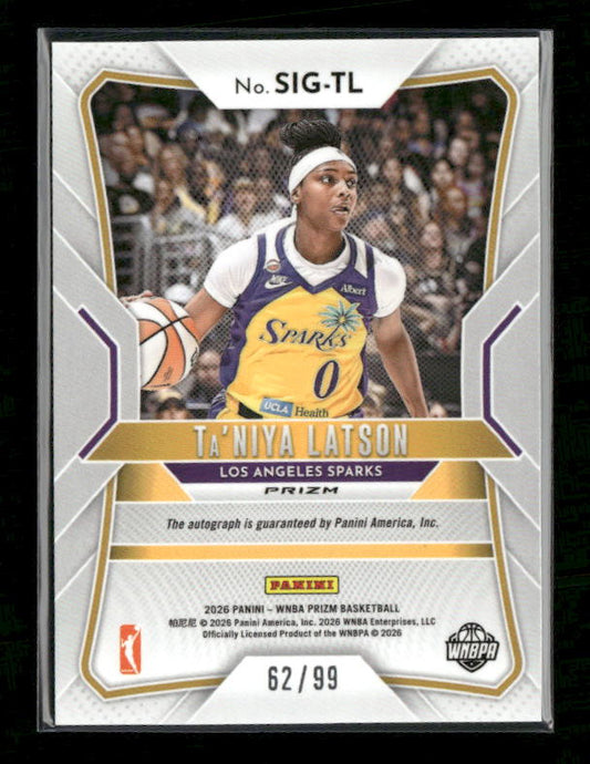 Ta'Niya Latson - 2026 Prizm WNBA - Signatures Red Prizm /99 Auto - Rookie
