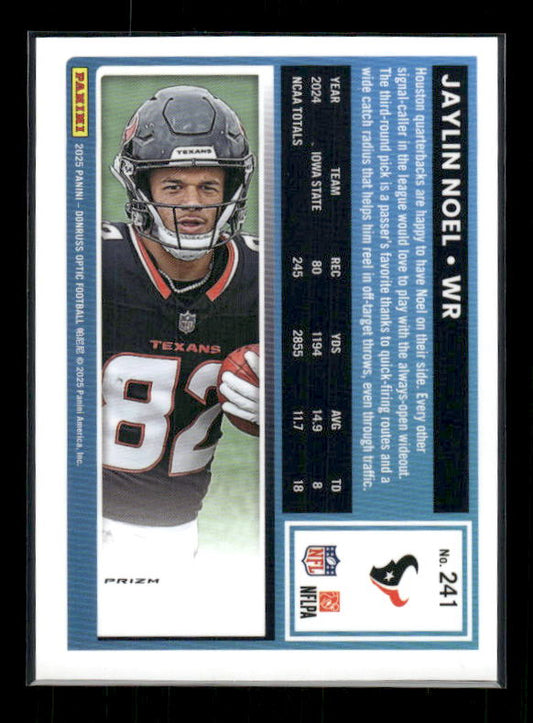 Jaylin Noel - 2025 Optic Football - Pink Prizm - Rated Rookie