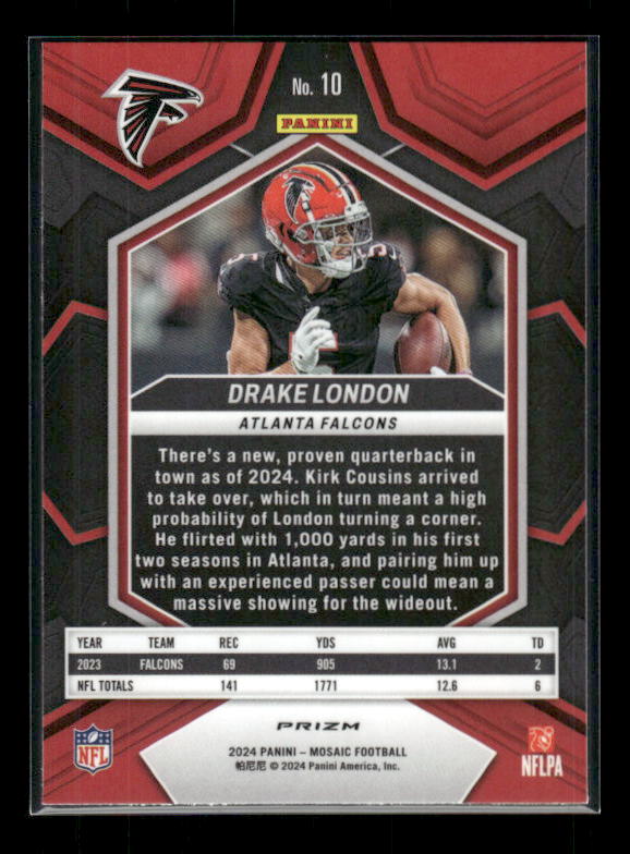 Drake London - 2024 Mosaic Football - Red Sparkle SP