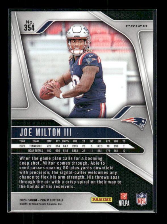 Joe Milton III - 2024 Panini Prizm - Green Wave Prizm - Rookie