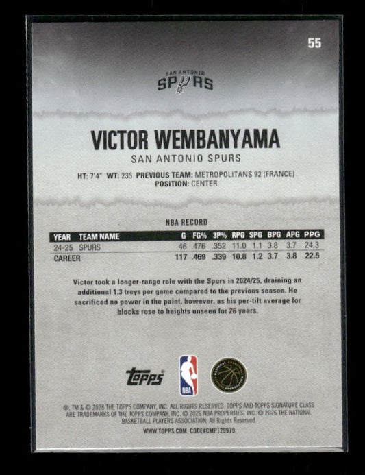 Victor Wembanyama - 2025/26 Topps Signature Class Basketball