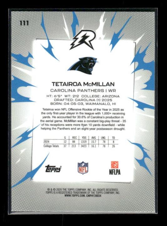 Tetairoa McMillan - 2025 Resurgence Football - Sky Blue and Pink Shock - Rookie
