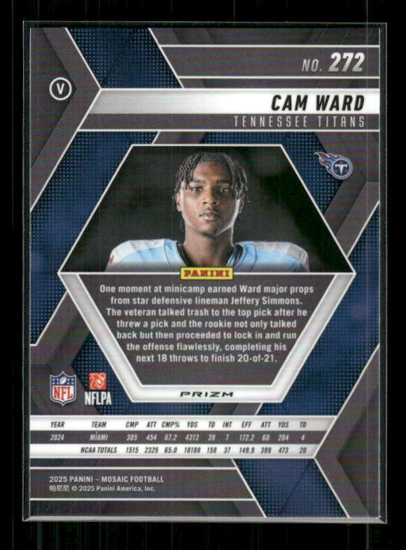 Cam Ward - 2025 Mosaic Football - Green Mosaic - Rookie Variation