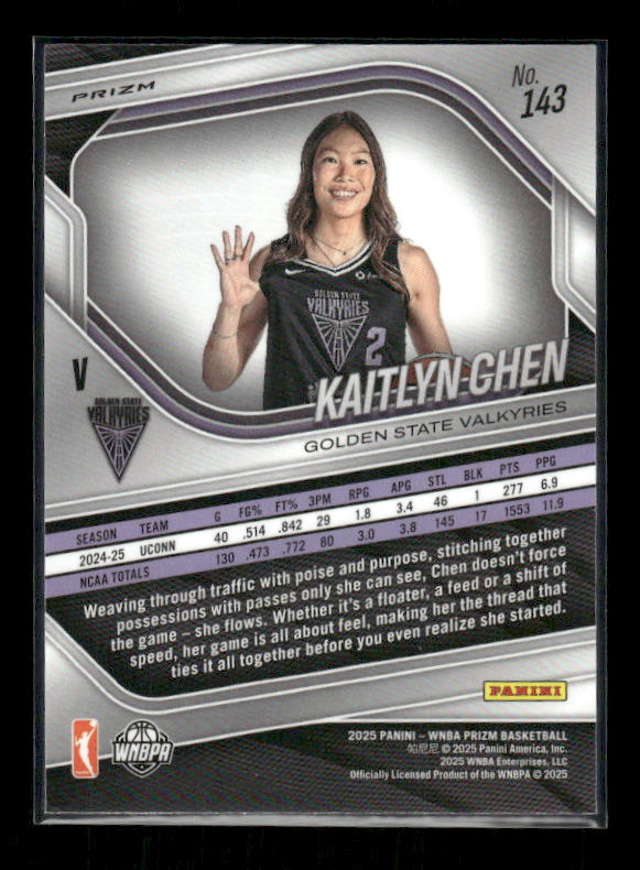 Kaitlyn Chen - 2025 Prizm WNBA - White Seismic - Rookie Variation
