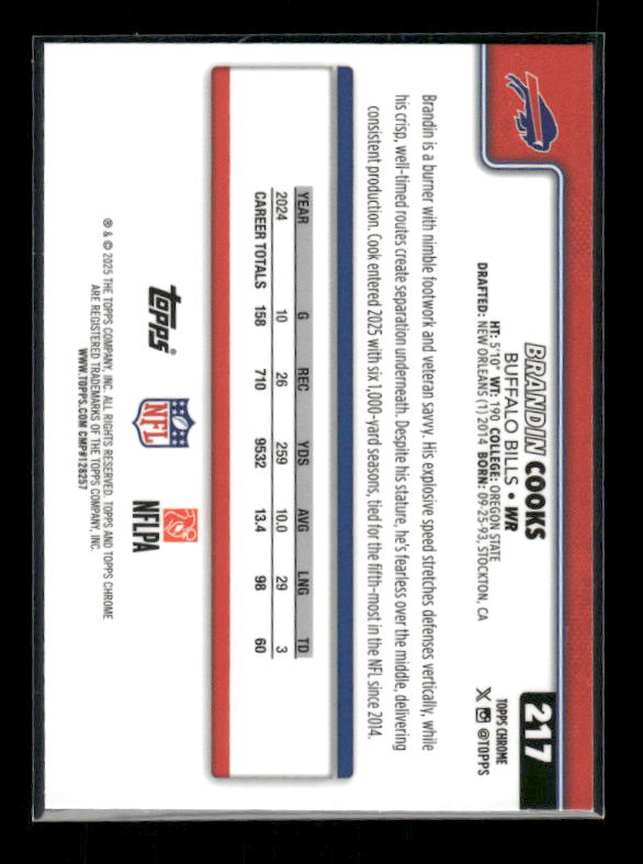 Brandin Cooks - 2025 Topps Chrome Football - Raywave Refractor