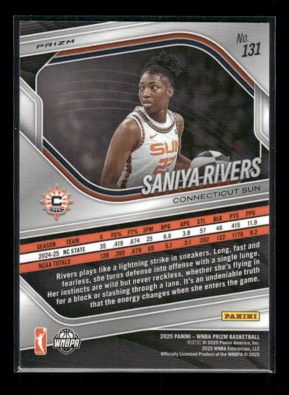 Saniya Rivers - 2025 Prizm WNBA - White Seismic - Rookie