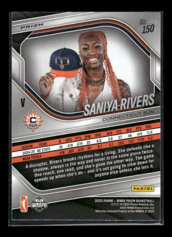 Saniya Rivers - 2025 Prizm WNBA - Blue Velocity - Rookie Variation